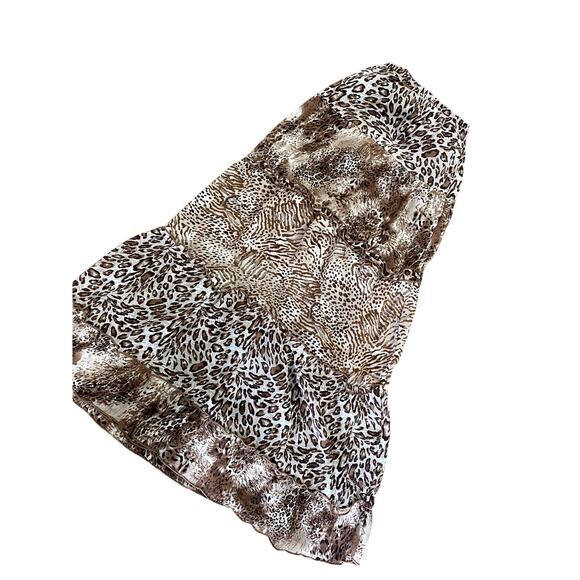 Vintage Y2K Brown Animal Print Tiered Maxi Skirt Petite XL - Picture 5 of 9